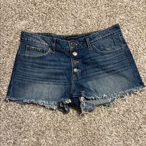 Lucky Brand Women's Dark Blue Frayed Jean Shorts
